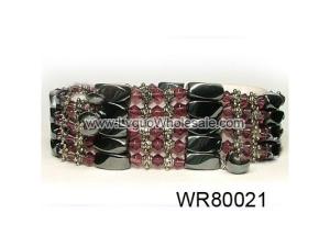 36inch Burgundy Crystal, Alloy,Magnetic Wrap Bracelet Necklace All in One Set